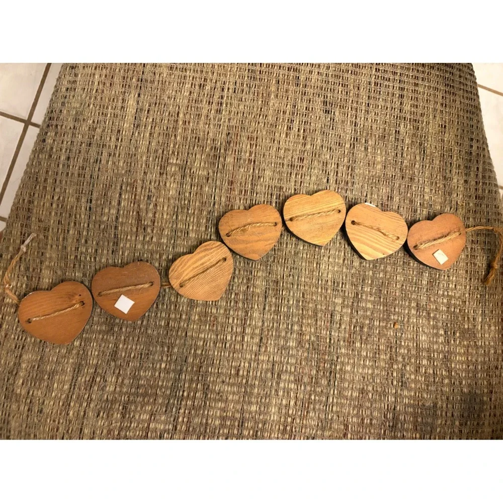 Rustic Wooden Welcome Heart Garland Distressed Navy Blue Farmhouse Wall Decor